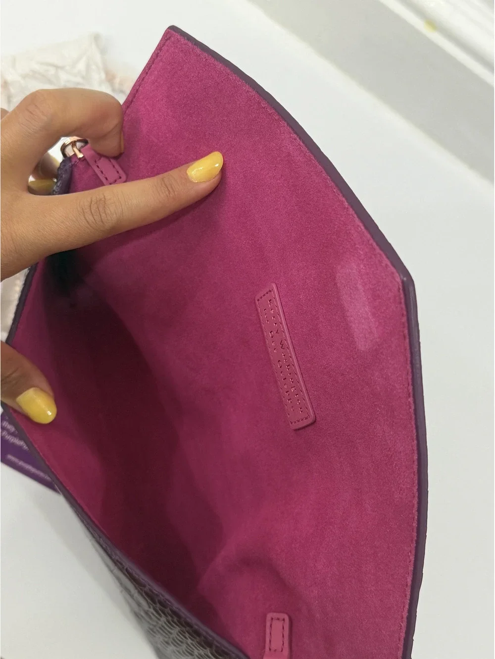 New Kerry Washington Dee Ocleppo Purple Purse Crocodile Embossed Clutch Bag NWT